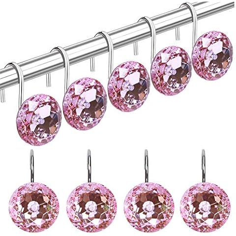 TOAOB 12pcs Decorative Shower Curtain Hooks Cover