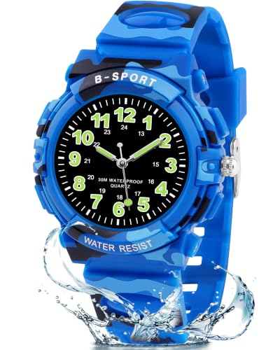 Image of CKV Kids Watch for Boys Girls Ages 5-12, Waterproof Time Teacher Easy to Read Analog Sport Outdoor Children Watches with Soft Band for Kids