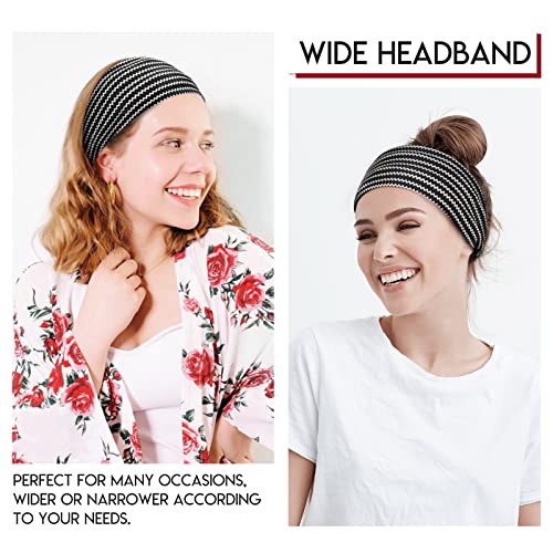 6 Pack Headbands For Women Stretchy Hair Head Bands No Slip Fashion Women's Turban Stripe Head Wraps Girls Elastic Hair Accessories For Yoga Workout #TOP1