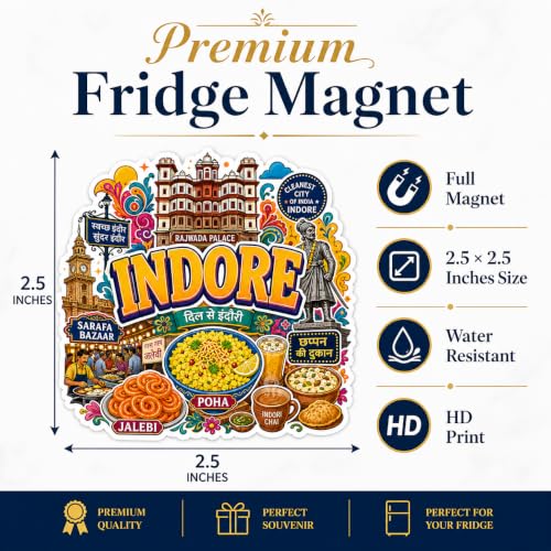 Image of Zesta Wooden Fridge Magnets Set | Refrigerator Decor Magnets for Kitchen | India Souvenir Fridge Magnet Collection | Wooden Magnet for Fridge Door Decoration (Indore)