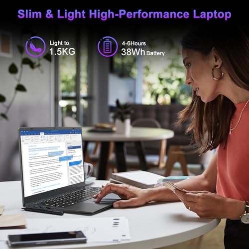 Image of Laptop Computer 15.6 Inch, 8GB RAM 256GB SSD, Pentium 6500Y Processor Up to 3.4GHz, FHD IPS Display, WiFi 5, Type-C, Laptop for Students, Business & Home Office