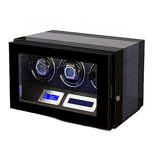 GTORCZDF Caja de seguridad para 3 relojes automáticos con bloqueo de seguridad, motor silencioso, caja de visualización de bobinado de reloj, iluminación LED integrada (A 3+0)
