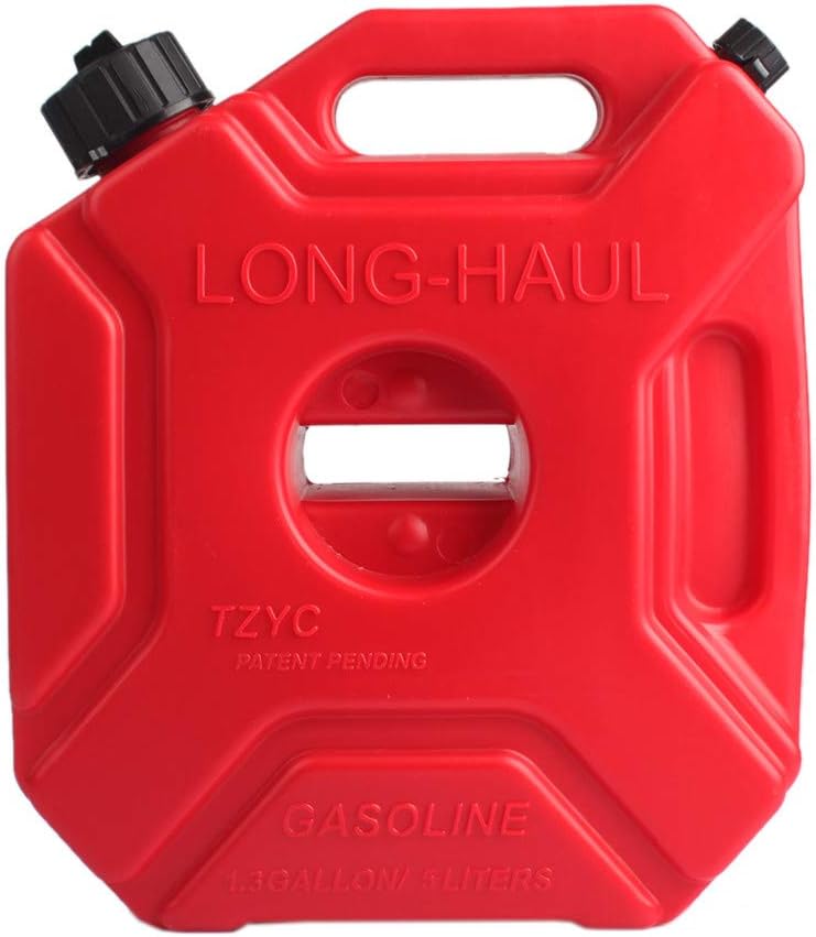 YOUNGFLY Gas Can 1.3 Gallon Portable Fuel Oil Petrol Diesel Storage Gas Tank Emergency Backup for Motorcycle Car SUV ATV with Lock Oil Pack Fuel Cans Fuel(5L,Red)