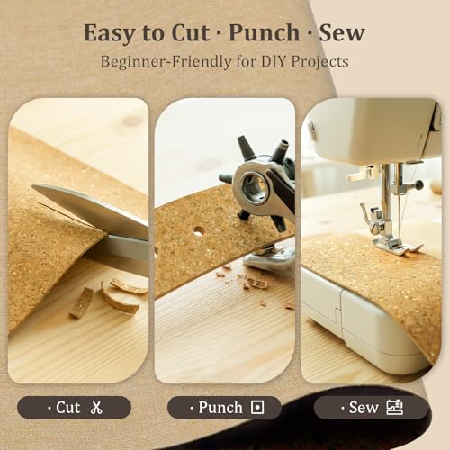 Image of SorenCut Cork Fabric by The Yard for Sewing: Natural Cork and Gold Embellished Craft Fabric Sheet,Glitter Fabric Roll 12.5 * 52 Inch for Earrings and Other HandCrafts DIY Projects