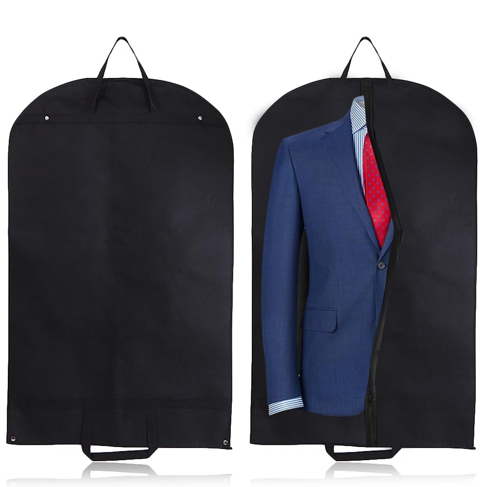 HangerMaster Kleidersack-Set, 3 Stück, Atmungsaktiv, Für Anzüge & Reise, 110 Cm, Schwarz