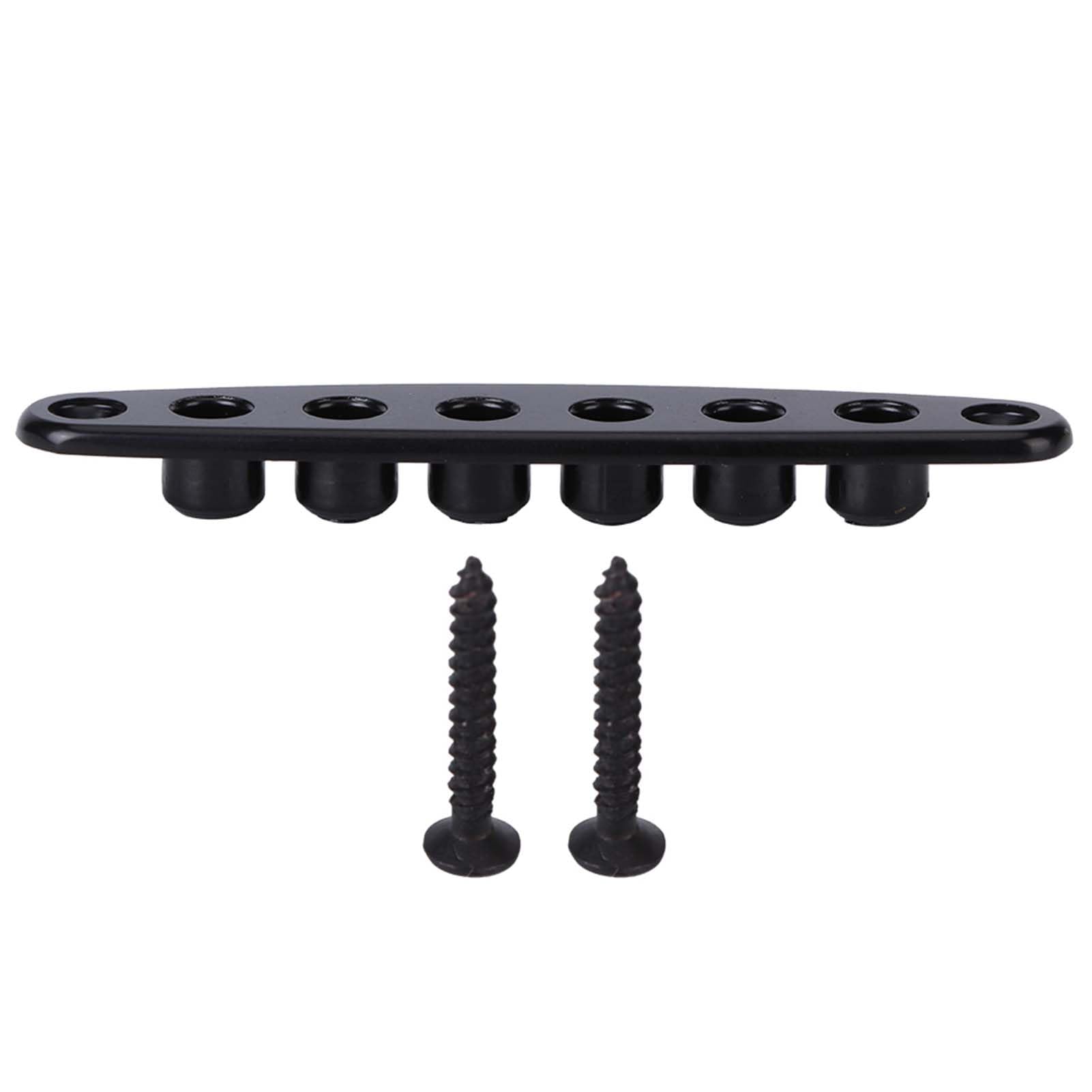 Kodrily Electric Guitar Bridges Bridge Parts, Zinc Alloy Guitar String Through Plate Mounting Ferrules with Screws, Guitar String Ferrules Metal Thru Body Replacement Parts Black