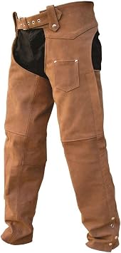 Allstate Leather Unisex Adult AL2410 Chaps Small Brown
