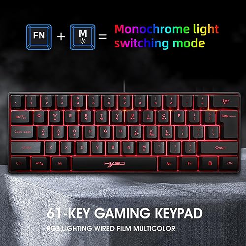 Mini clavier filaire de jeu RVB rétroéclairé avec souris USB compacte