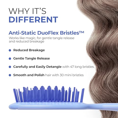 Image of FHI Heat UNbrush Mini Detangler Brush for Pain-Free Brushing on All Wet or Dry Hair Types - Durable Duoflex Anti-Static Bristles, Lightweight Handle, Vented Mini Hair Brush