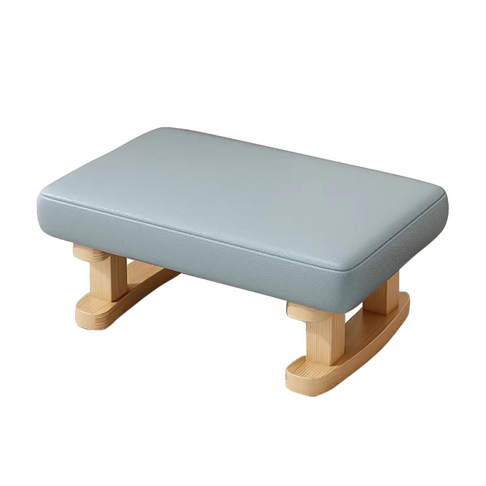 Pouf rembourré en tissu tech antitache, ottoman bleu clair facile à nettoyer