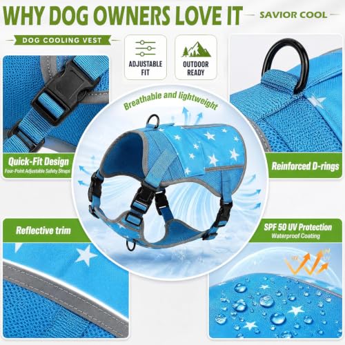 SAVIOR COOL Dog Cooling Vest Harness 4 PCM Ice Packs Up to 3+ Hours — view 4