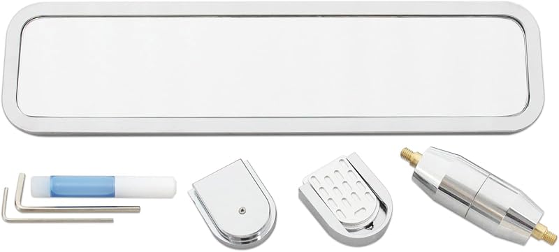 Espelho retrovisor interno Gxencks de alumínio usinado com suporte para quebra-sol – 23,5 cm, 1 unidade