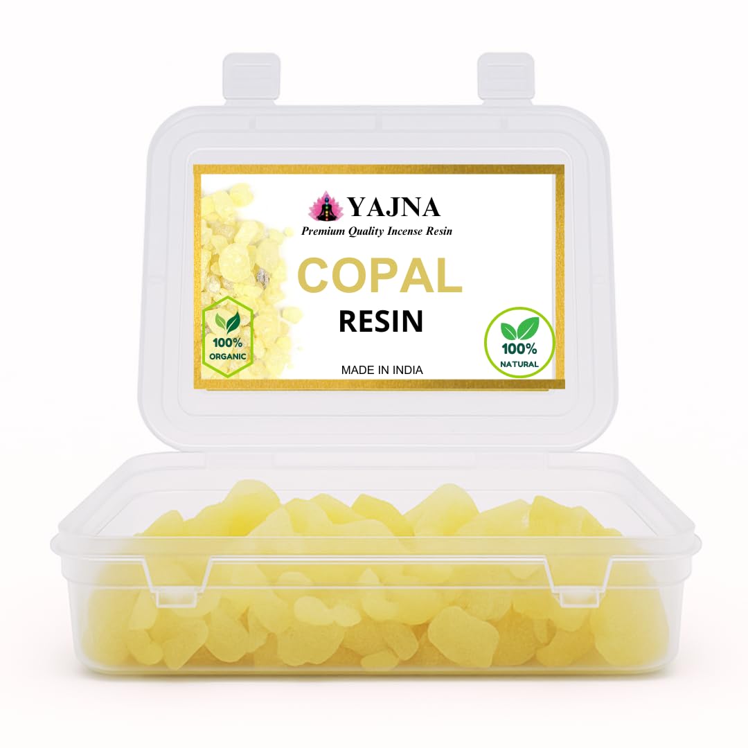 Yajna-100% Pure-Indian-White-Copal-Resin-Dammar Natural-Organic-Sacred-Resin Aromatic-Incense-Tear-Rock-Sap Ideal-for-Meditation-Rooms-Yoga-Studios 1Lb-453.6-Grams-16-Ounce