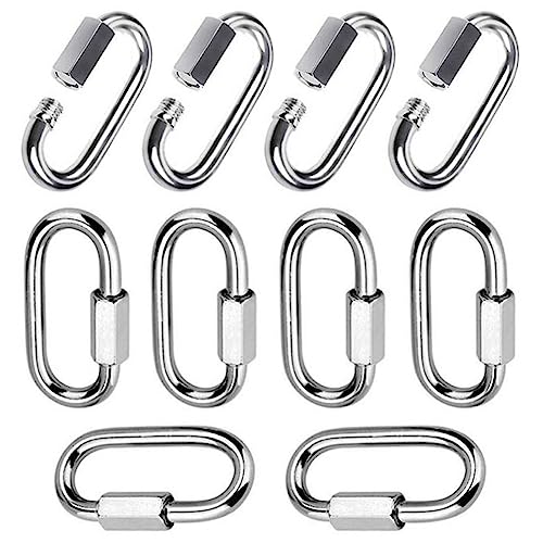10 Stück Karabiner Schraubverschluss M6 Schraubkarabiner Edelstahl 304 Schraubverbinder Kettenglied Karabiner Rapid-Glied Schraubkarabiner Groß