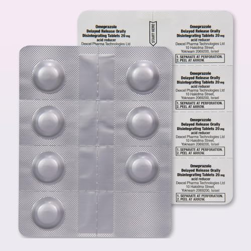 Amazon Basic Care Omeprazole Delayed Release Orally Disintegrating Tablets, 20 mg, Acid Reducer, Strawberry Flavor, 24 Hour Heartburn Medicine, 42 Count view 4