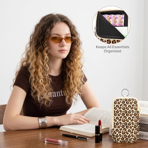 Image of KJQJLY 2 Pack Portable Tampon Organizer Bag Tampon Holder & Storage Case with Zipper for Travel, Discreet Period Bag for Purse, Waterproof Feminine Products Pouch for Women (Leopard Print)