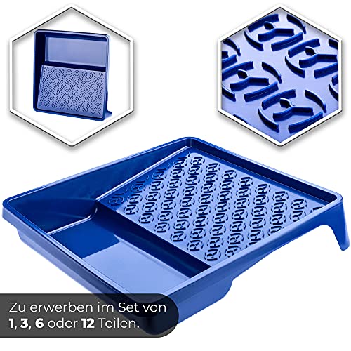 KADAX 3X Farbwanne, Lackierwanne, Farbschale aus Kunststoff, Maler Lackierschale mit Griff, große Lackschale, leichtes Malerzubehör, Lackwanne, Malerbedarf (3, blau)