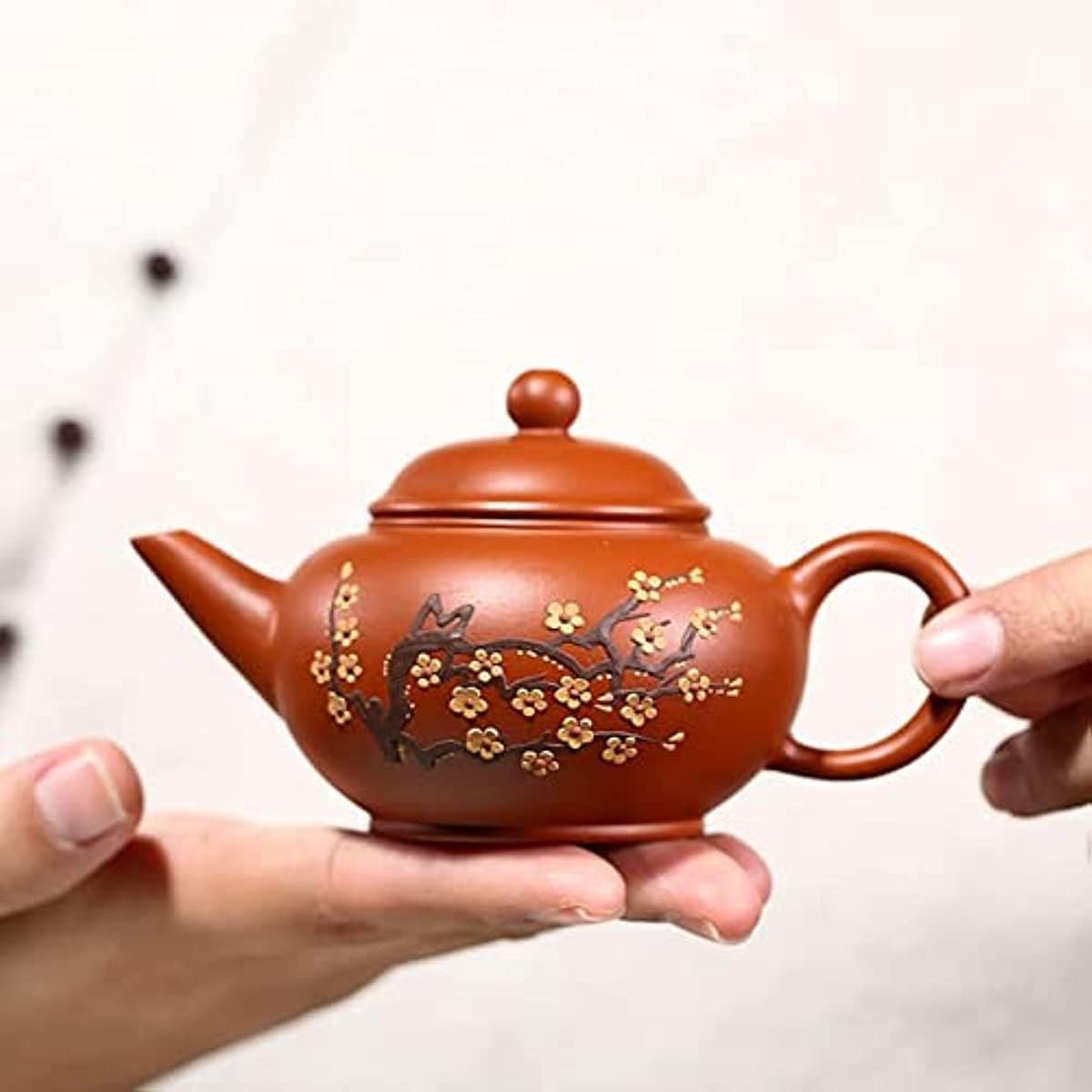 Set di Tazze e teiere Cinesi, teiere Viola da 150 ml, teiera con Fiori di Prugna, bollitore per Viaggi, casa, attività all'aperto e Ufficio