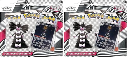 Pokémon: collezione con adesivi (Gothitelle) dell’espansione Scarlatto e Violetto - Fuoco Bianco del GCC (carta promozionale olografica e tre buste di espansione) (Confezione da 2)