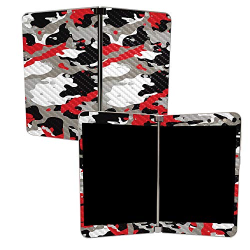 Image of MightySkins Carbon Fiber Skin for Microsoft Surface Duo - Red Camo | Protective, Durable Textured Carbon Fiber Finish | Easy to Apply, Remove, and Change Styles | Made in The USA