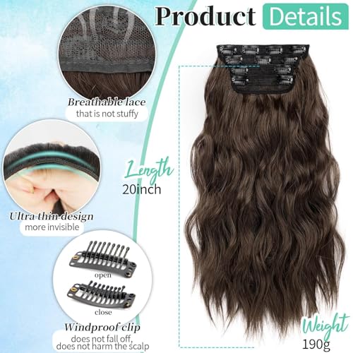 Image of KooKaStyle Wavy Thick Clip in Hair Extensions 20 inch Chocolate Brown