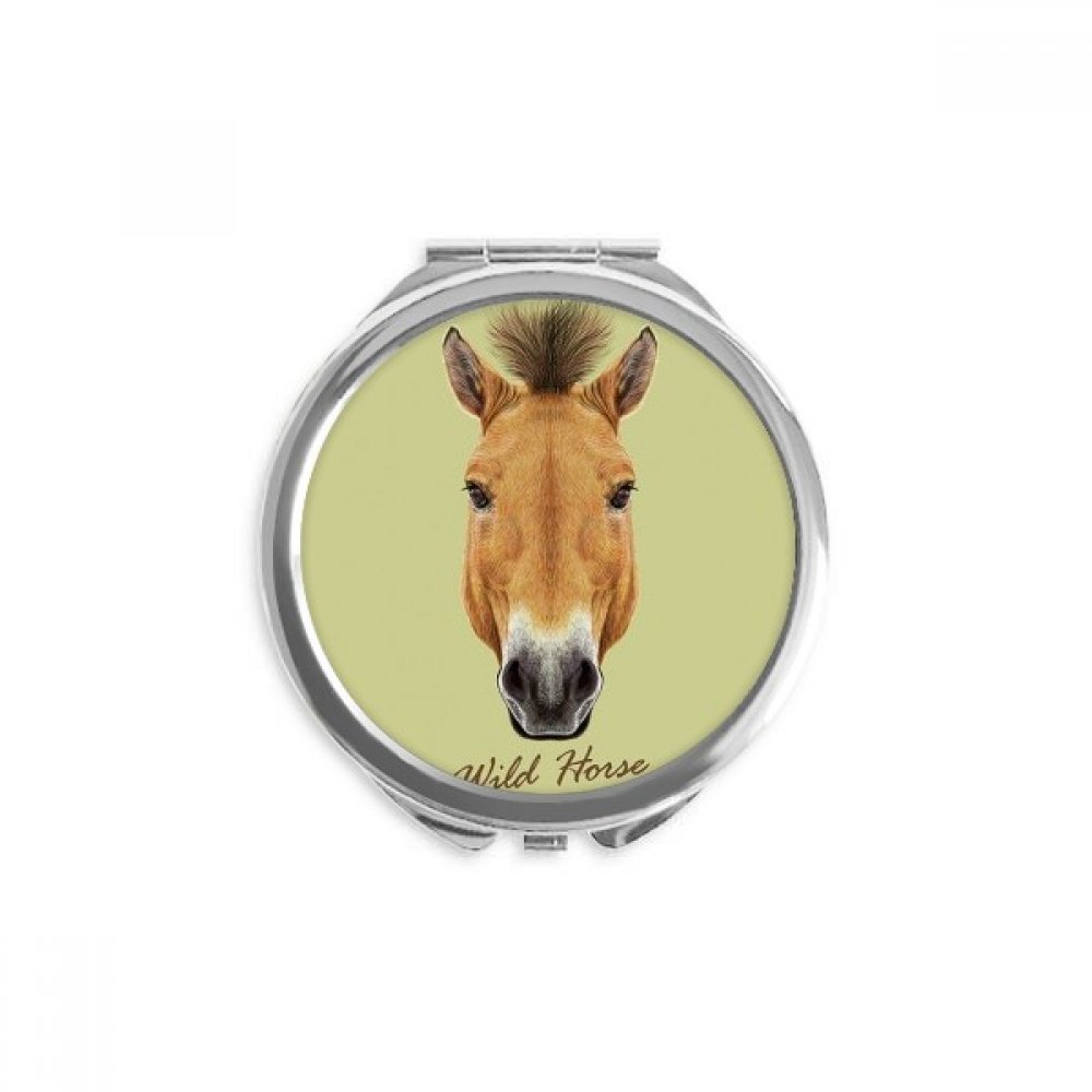 Miroir animal sauvage cheval de poche rond marron finition main - 5