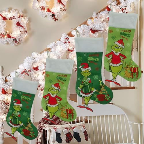 CUISANHOUSE Pacote com 2 meias de Natal, meias divertidas de Natal, 45,7 cm, grande, bolsa de presen