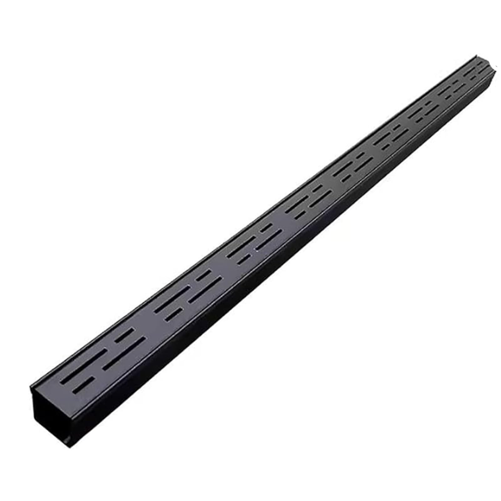 Cubiertas rectangulares negras para canalones de acero inoxidable 304, cubiertas para canalones exteriores y filtros de drenaje exteriores con superficie antideslizante y aberturas. Aptas para rejilla