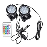 Beito Teichbeleuchtung Led Gartenstrahler Unterwasser RGB Farbwechsel Aquarium Licht Mit Fernbedienung Set Mit 2 Lichtern Eu Stecker
