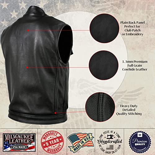 Milwaukee Leather Usa Made Mlvsm5004 Men's Black 'Chaos' Premium Dual Closure Leather Vest - Xx-Large #TOP2