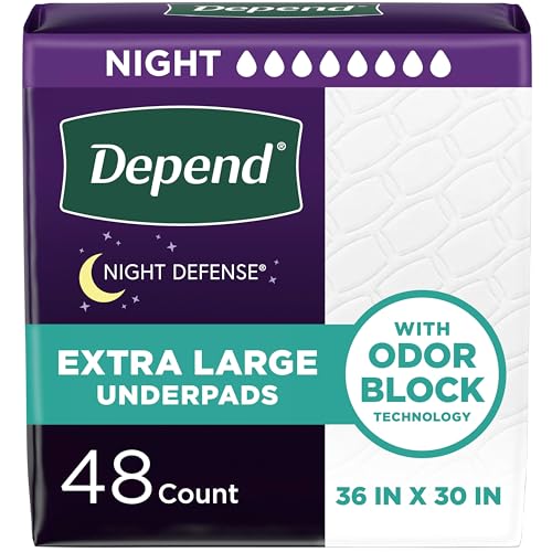 Image of Depend Underpads XL, Disposable Incontinence Bed Pads, 36 inch x 30 inch, 48 Count
