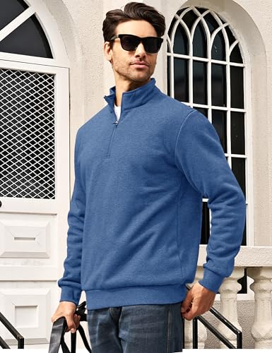 Image of MAGCOMSEN Men's Sherpa Lined Quarter Zip Fleece Heavyweight Pullover Winter Warm Sweatshirts