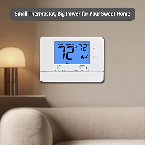 Miniatura 7 de Termostato no programable para casa, termostato digital de ahorro de energía, sistemas de una sola etapa, 1 calor1 frío, fácil de instalar,