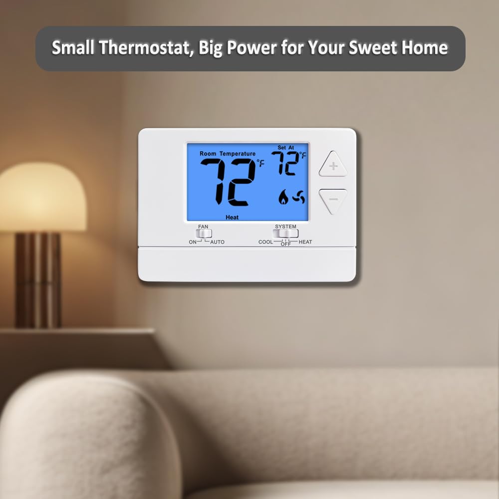 NonProgrammable Thermostat for House, Digital Energy-Saving...