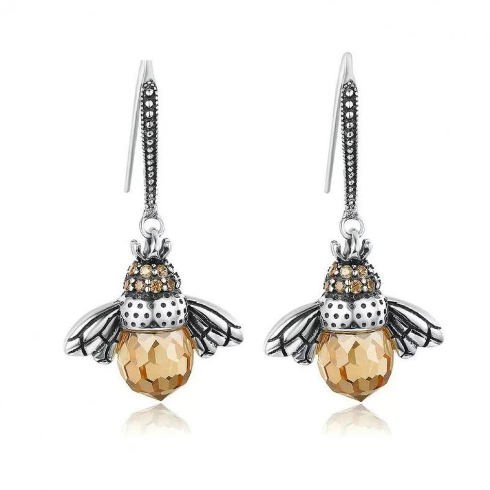 Boucles d'oreilles abeille orange pendantes pour femmes en bijoux fins - 4
