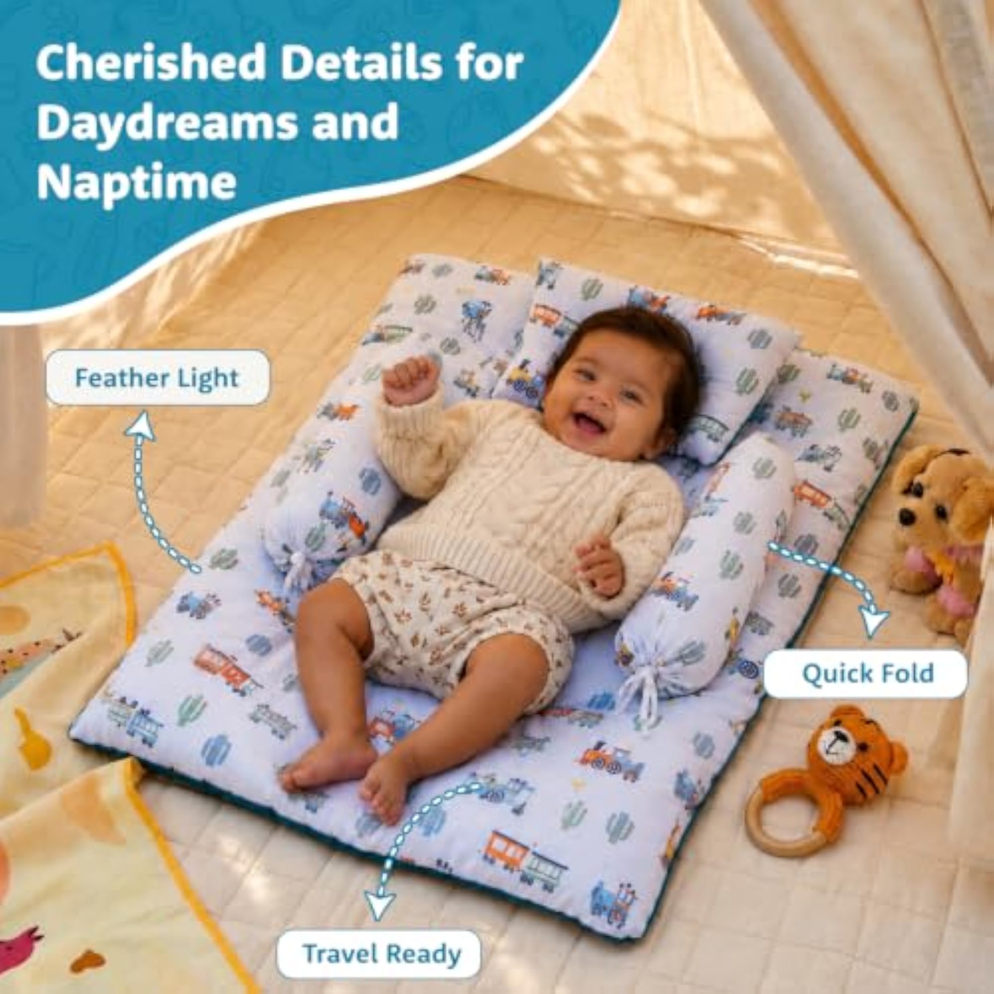 Amazon Brand Newborn Baby Bedding Set with Bolster Pillows