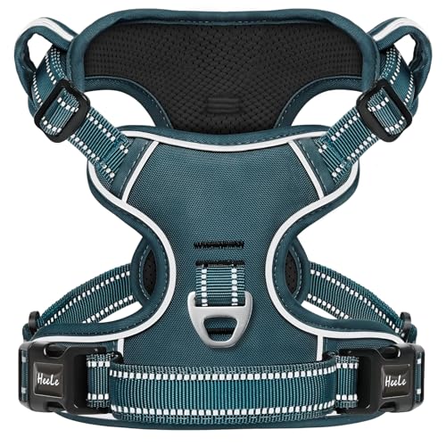 Image of HEELE Dog Harness for Large Dogs No Pull Dog Vest Harness for Large Dog with Soft Padded Handle Reflective for Outdoor Training, Blackish Green, L