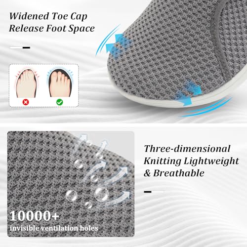 Scurtain Women's Walking Wide Diabetic Orthopedic Shoes Recovery Nursing Sneakers Comfortable Bunion Neuropathy Shoe Spring Summer Slippers Shoes for Women Size 10 Grey2