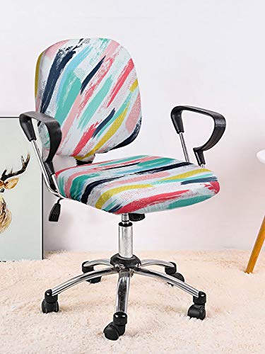 Image of Cortina Corporate Office Chair Covers | Removable Chair Protector | Executive Rotating Chair Seat Case | Stretch Elastic Polyester Spandex Fabric | Abstract Print - Multi Colour | Chair Cover Set Of 1