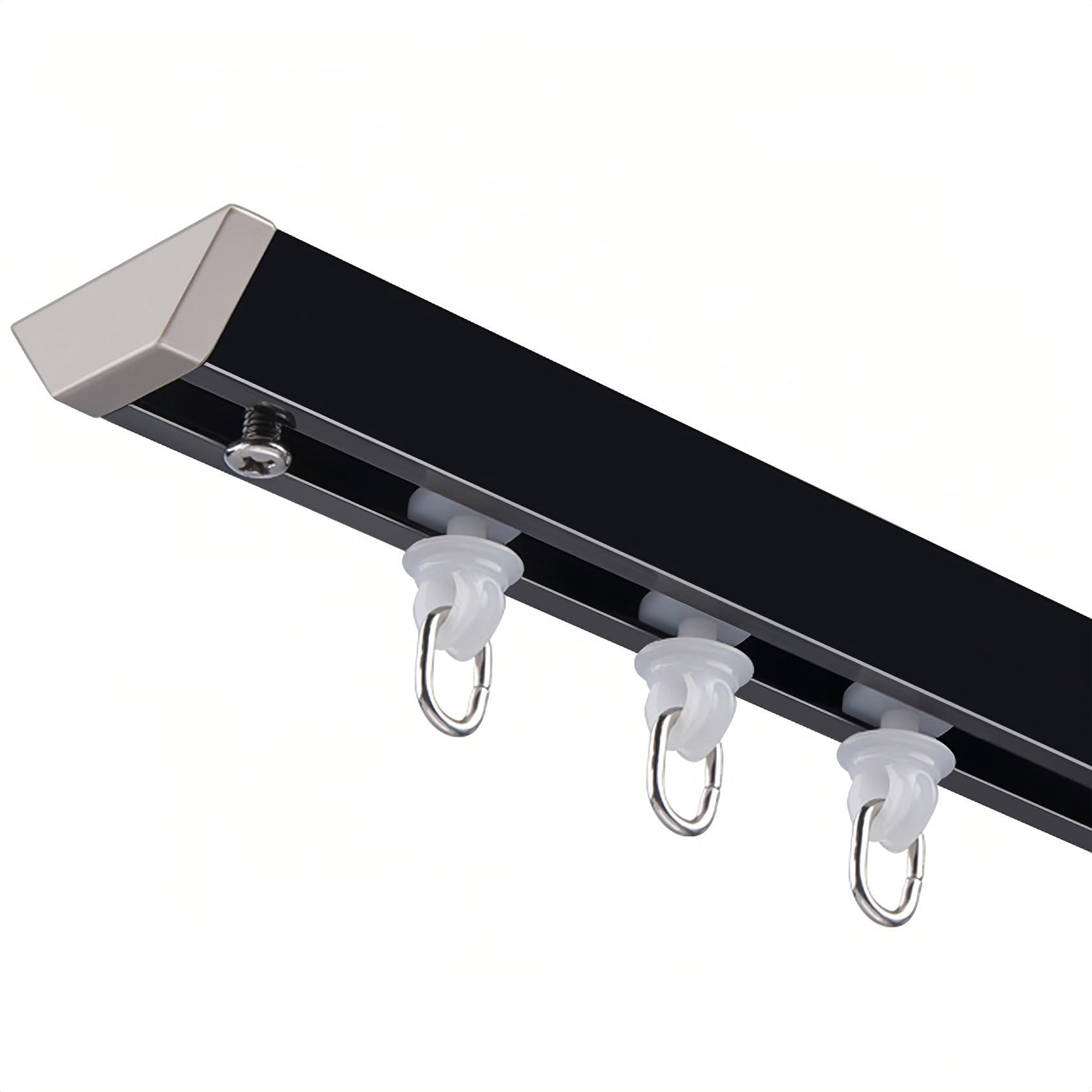 CMJYMX Invisible Ultra-thin Curtain Track, Ceiling Track For Curtains, Room Divider Curtain Rail For Living Room Bedroom Shower Curtain Rod, Curtain Rails And Fittings(Black,13.1FT/400CM)