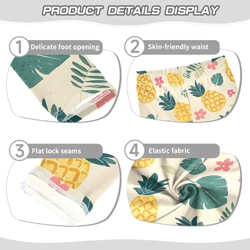 Cute Pineapple Pink Flower Girls Leggings Soft Stretch Workout Yoga Dance Pants for Kids Casual Tights3