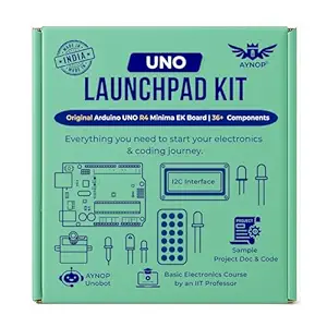 Uno Starter Kit with Genuine Arduino UNO R4 Minima EK & 36+ Components Including Sensors, AI Assistant UNOBOT, 16x2 I2C LCD, Basic Electronics Course & More