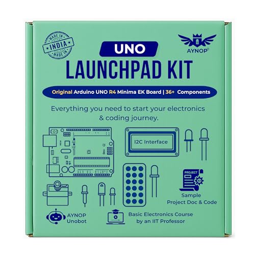 Image of Uno Starter Kit with Genuine Arduino UNO R4 Minima EK & 36+ Components Including Sensors, AI Assistant UNOBOT, 16x2 I2C LCD, Basic Electronics Course & More