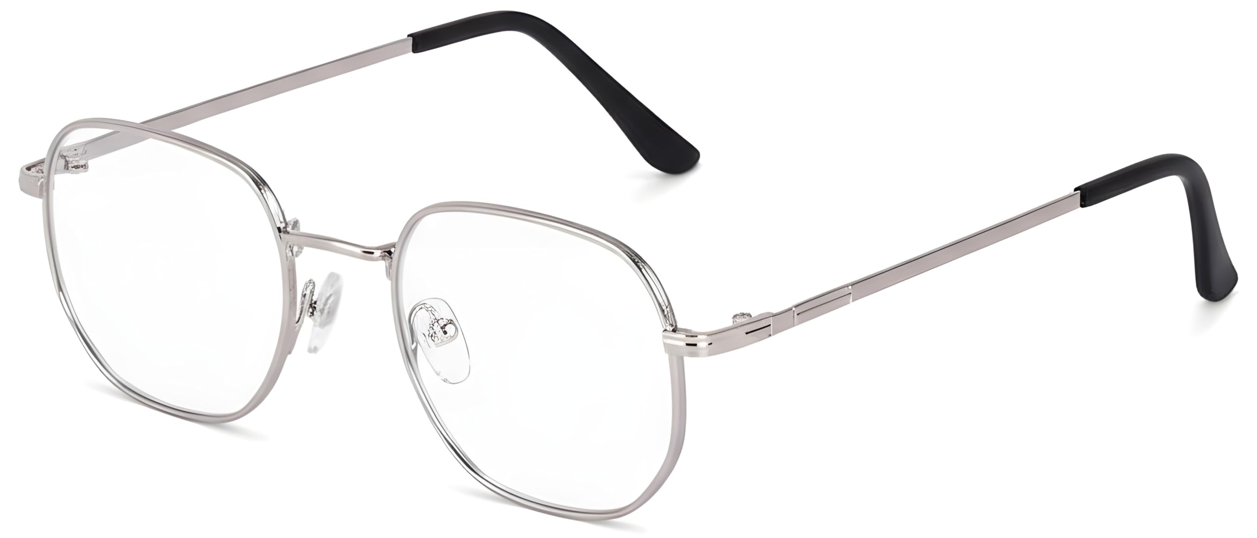 Roshfort Blue Light Blocking Computer Eyeglasses for Men & Women | Hexagon Silver Metal Frame Zero Power glasses | Anti-Glare Blue Cut UV400 Protection for Laptop, Mobile & Office Use.-image-29