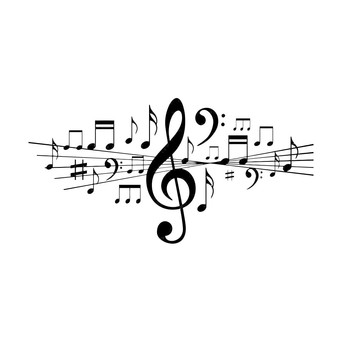 Lzhouting Wall Stickers 0590 Music Wall Vinyl Sticker Musical Notes Decal Music Studiowall Decor Bedroom Dance Removable Wall Art Extra Large - 67X136cm
