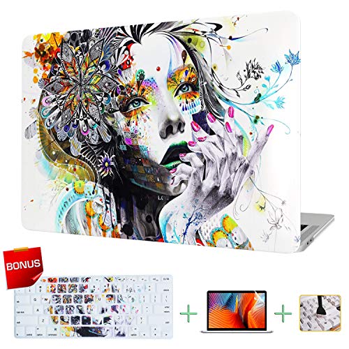 VAESIDA MacBook Pro 13 Inch Case, Rubberized Protective Hard Laptop Cover Case Shell Set Only Compatible with New Mac Pro 13\" Release 2016-2019 (Pro 13 Model A2159/A1706/A1708/A1989) (Hand-Drawn Girl)