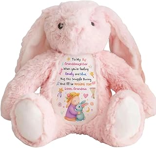 To My Sweet Granddaughter - Personalized Stuffed Bunny, When You Feeling Lonely Blue Personalized Soft Toy Stuffed Animal, Easter Gifts for Granddaughter, Bunny Hug Cute Birthday Gift from Grandma Mom