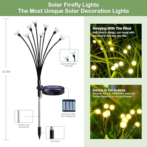 OBSYDIUM Solar Garden Lights Outdoor, Firefly Starburst, IP65, Warm - Image 3