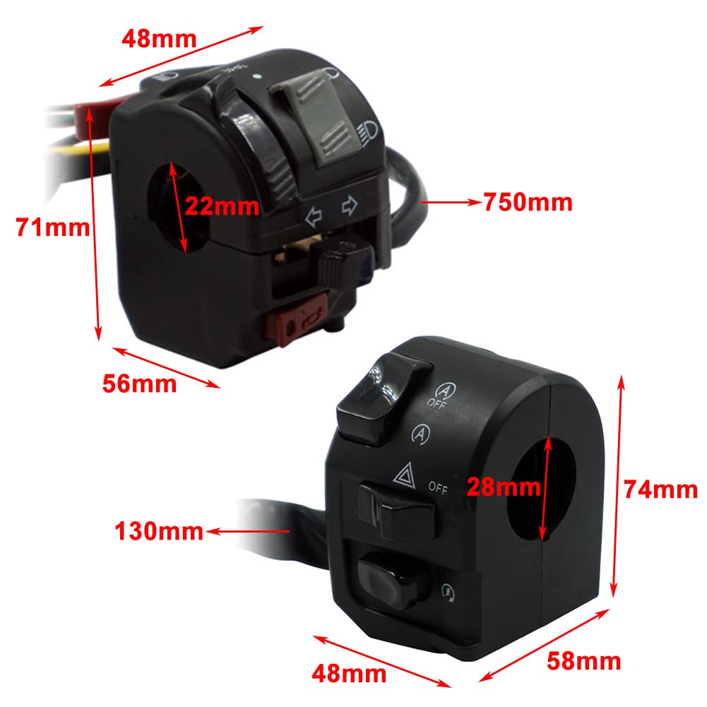 Amazon.co.jp: GZYF 7/8インチ 22mm ハンドルバースイッチ