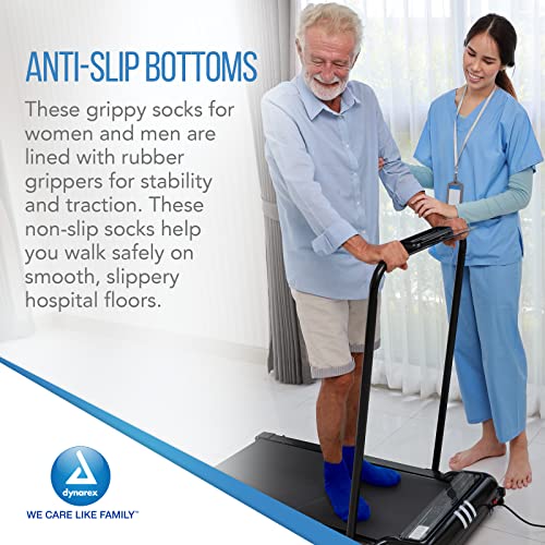 Dynarex Slipper Socks with Grips for Women & Men - Single-Sided Grippy Socks with Elastic Band, Anti-Slip Hospital Socks with Grippers - No Latex - Large, 48 Pairs per Case4